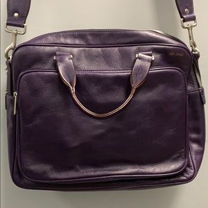 Jack Spade Purple Leather Supply Briefcase